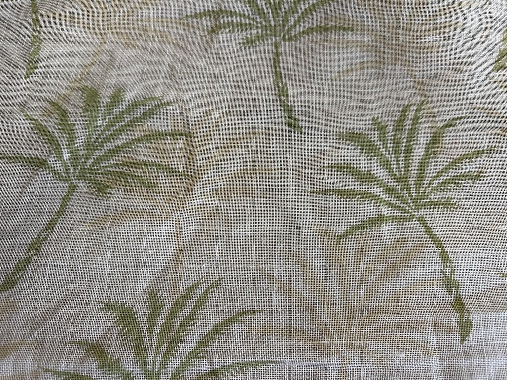 Semi-sheer linen Upholstery Drapery Fabric Palm Tree Pattern 55" W